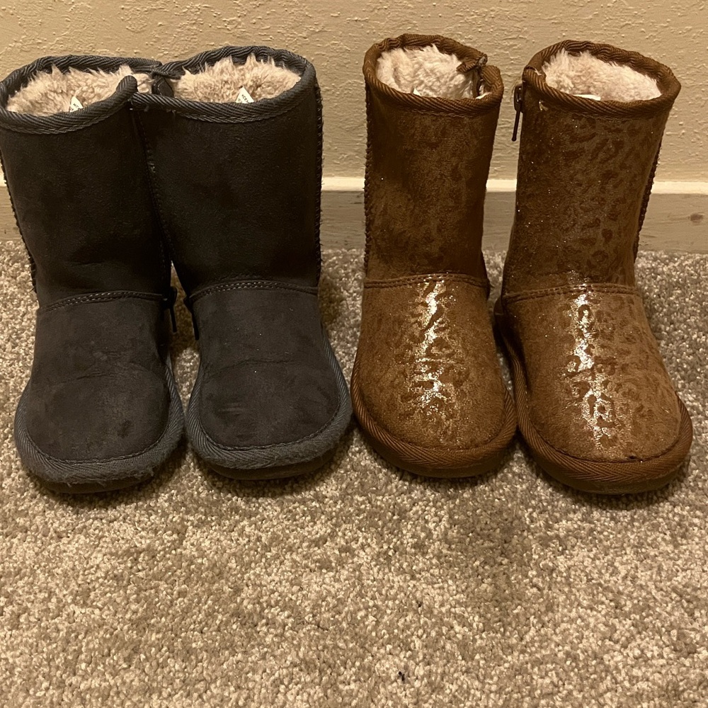 Harper Canyon Plush Lined Boots - Grey and Tan with Leopard Print